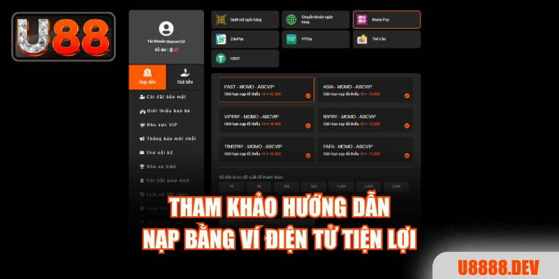 Tham khảo hướng dẫn nạp bằng ví điện tử tiện lợi