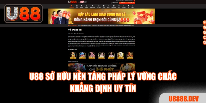 Nhà cái U888 sở hữu nền tảng pháp lý vững chắc, khẳng định uy tín
